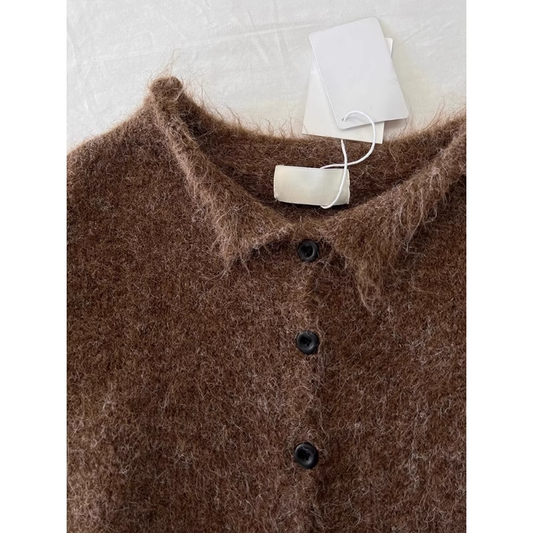 Women's coffee color sweater cardigan sweater temperament coat YM1883