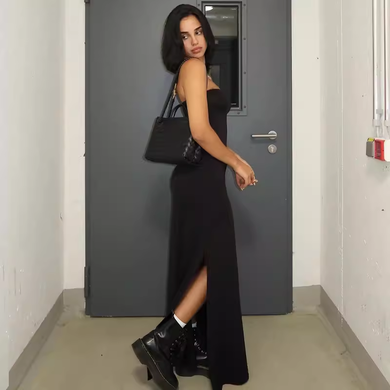 Black Strapless Long Dress YM1378