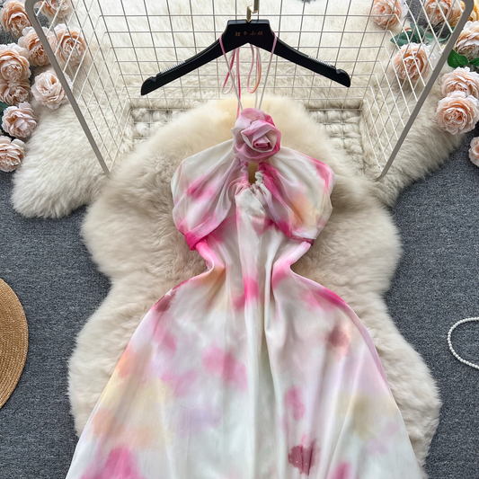 Irregular hollow backless long beach dress YM1213