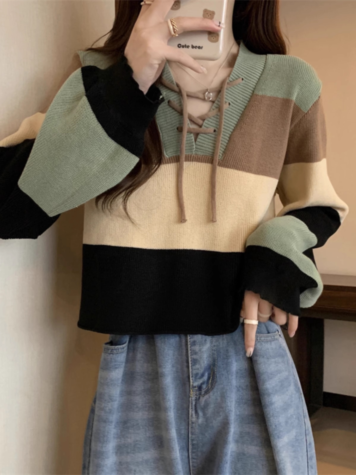 women's autumn and winter striped short sweater YM504