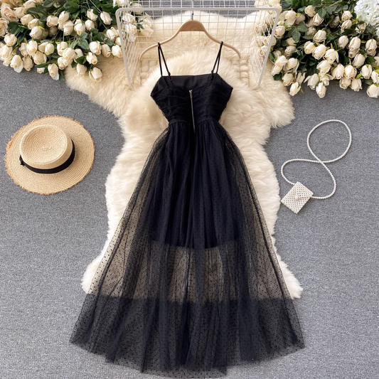 A-line Black Summer Dress ,YM31