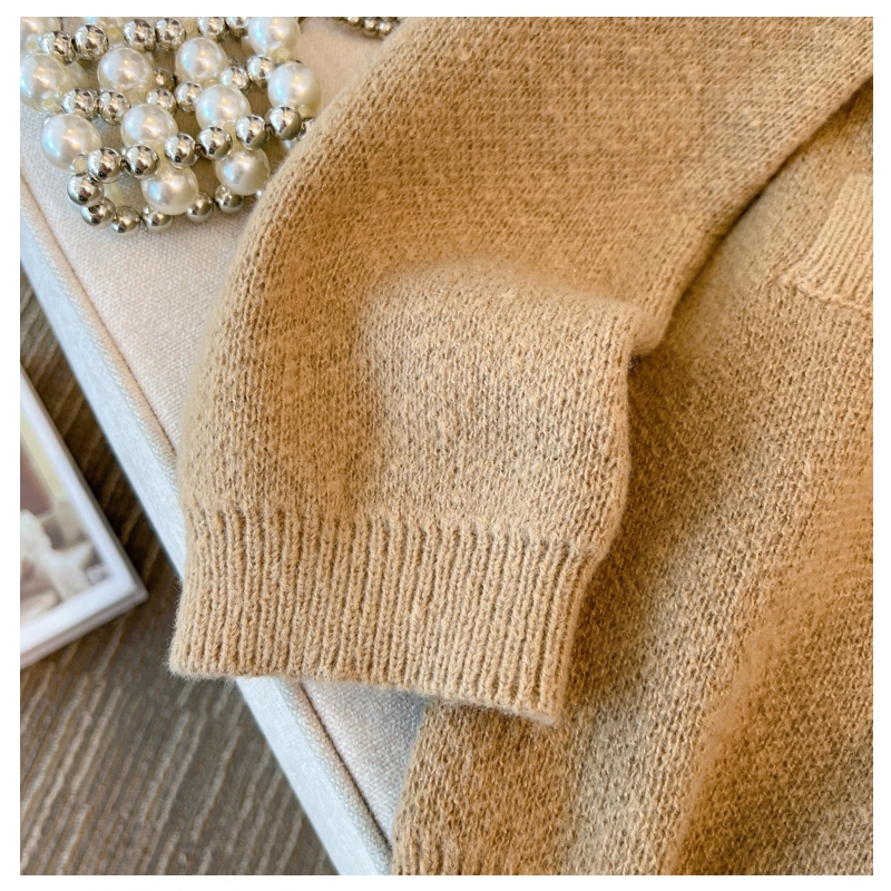 College Style Off White Thickened Knitted Jacket Women's Fashionable Casual Cardigan YM2293