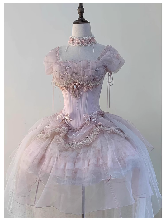 Pink Lolita Evening Dress Birthday Party Lolita Princess Dress YM2145