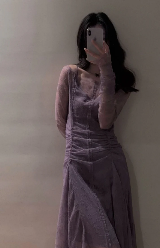 Elegant Purple Lace Women's Dress Party Dress Birthday Dress YM1728