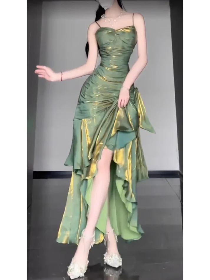 Retro Mermaid Green Prom Dress With Flower YM1602