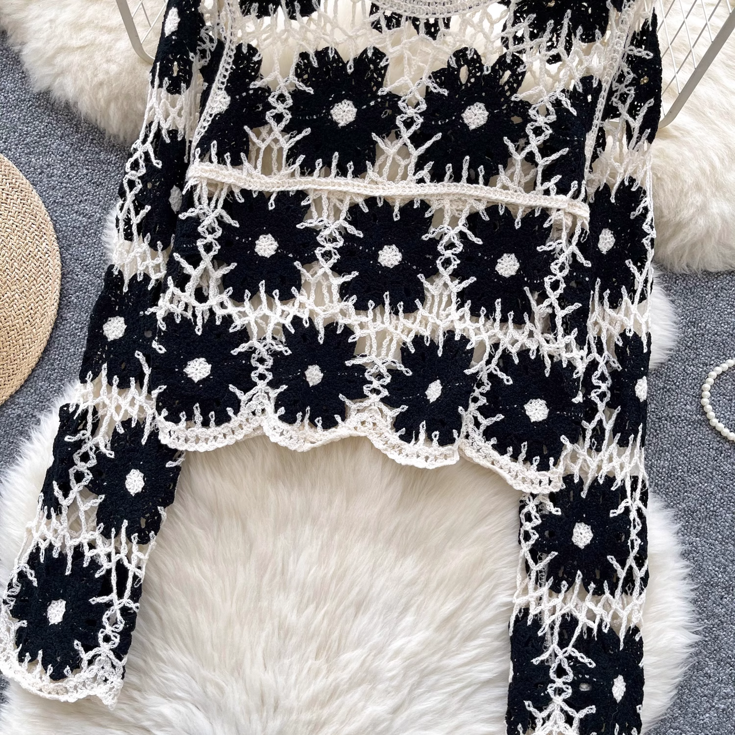Vintage Knitted Hollow Crochet Sweater YM1687