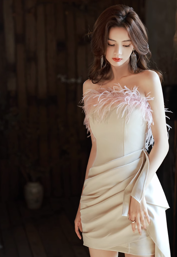 Strapless Evening Dress Short Brithday Dress YM1613