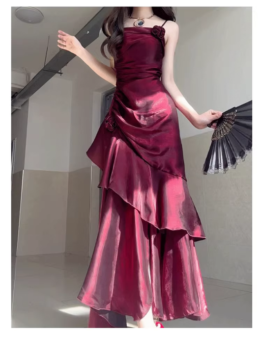 Fishtail Prom Dress French Style Straps Evening Dress YM1637