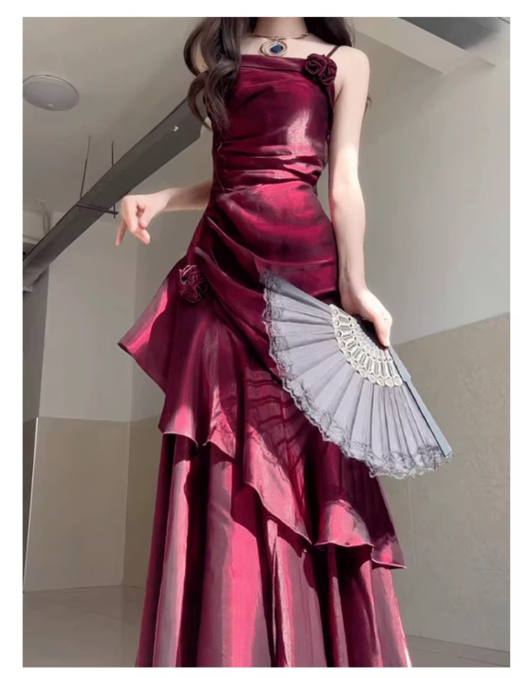 Fishtail Prom Dress French Style Straps Evening Dress YM1637