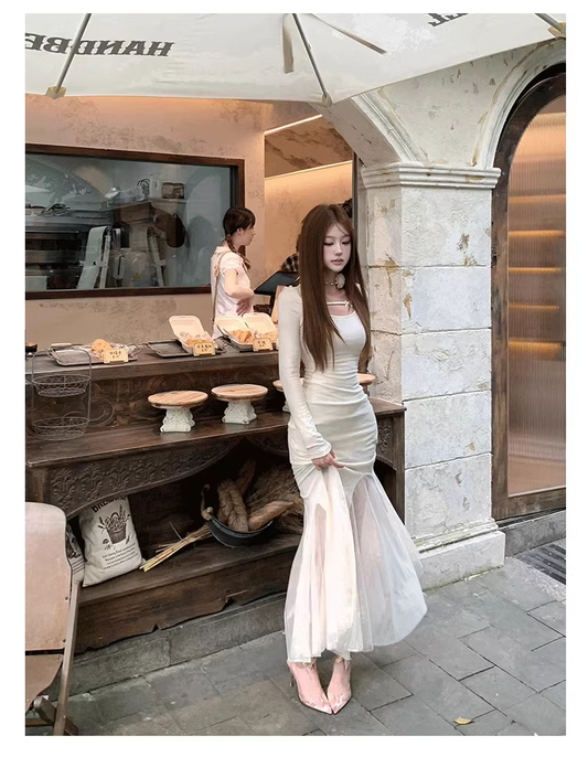 Elegant Tulle Fairy Dress Sexy Tight Mermaid Prom Dress YM1644