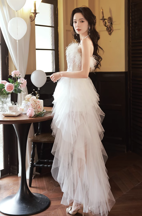White Strapless Prom Dress New Birthday Outfits YM1614