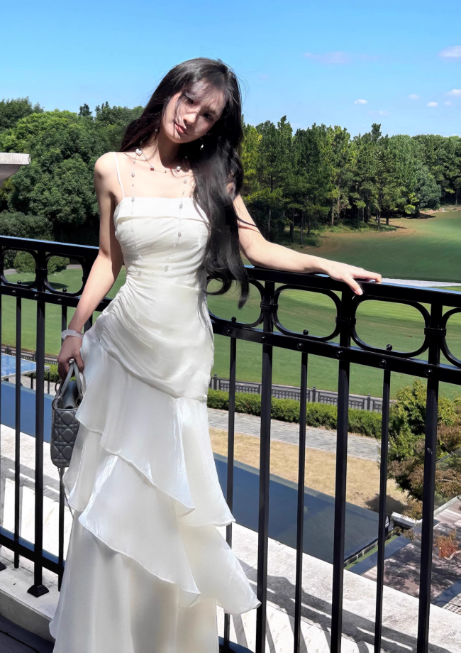 Sexy Straps Prom Dress Irregular Ruffles Mermaid Birthday Dress YM1683