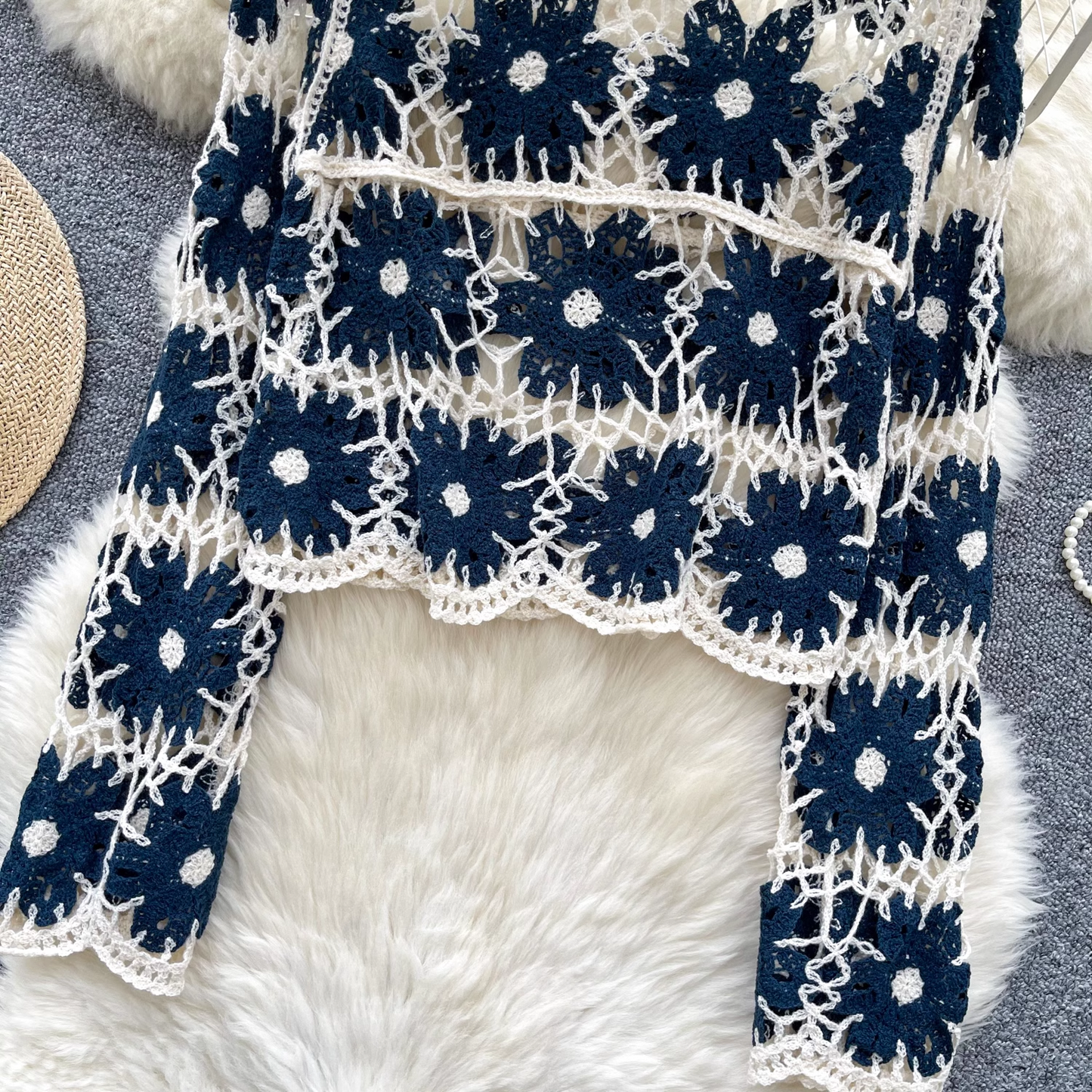 Vintage Knitted Hollow Crochet Sweater YM1687