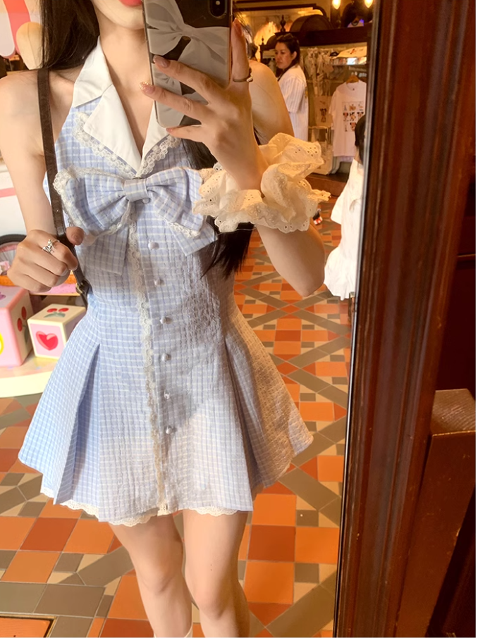 Lovely Women's Sleeveless Shirt Dress With Waist And Elegant A Line Short Dress YM1744
