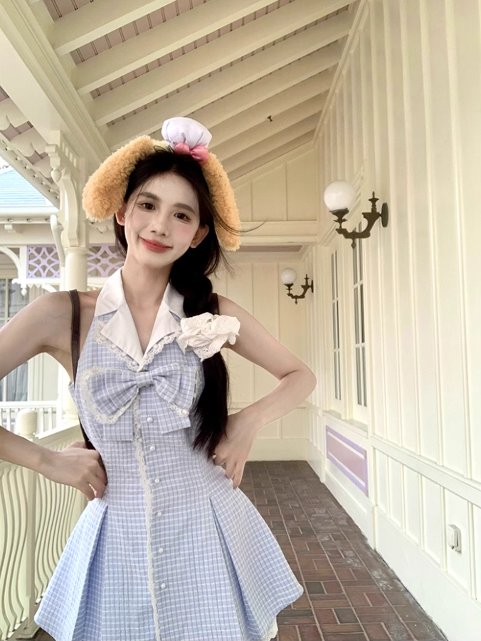 Lovely Women's Sleeveless Shirt Dress With Waist And Elegant A Line Short Dress YM1744