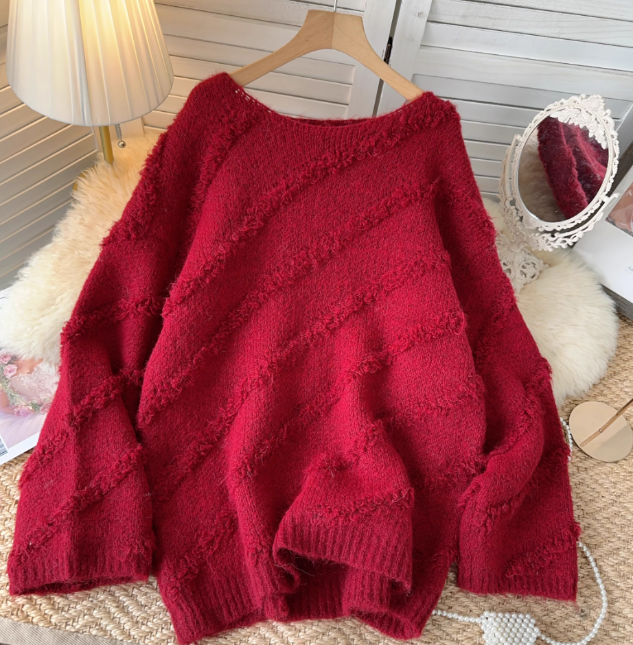 Pullover sweater women's autumn and winter round neck loose knitted sweater YM1576