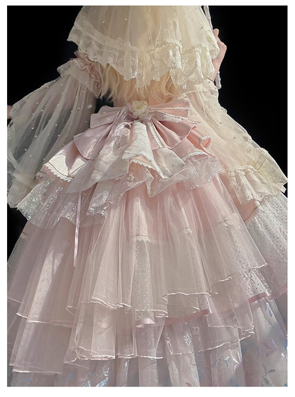 Classy Pink Layered Lolita Evening Dress Birthday Party Princess Dress YM2155