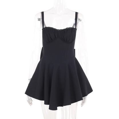 Elegant Black Spaghetti Straps A Line Short Birthday Outfits Holiday Dress YM2240