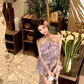 Purple Halter Neck Ruffle Layered Short Party Dress YM2010