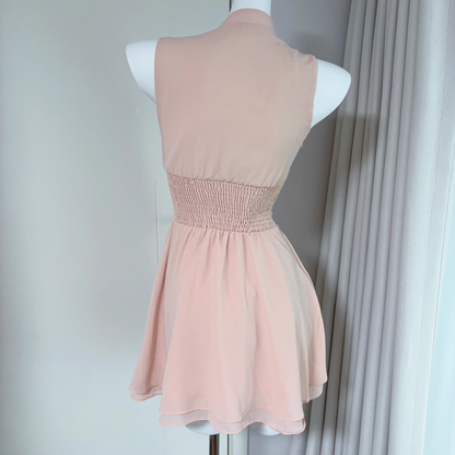 Pink Sleeveless Chiffon Short Vacation Dress Cocktail Dress YM2073