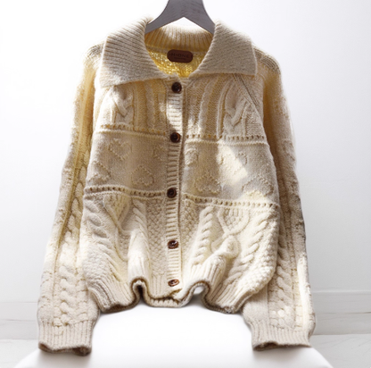 POLO Collar Design Short Sweater Cardigan New Korean Style All-match Knitted Jacket YM2345