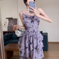 Purple butterfly print slip dress YM1351
