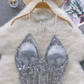 Women's sequined halter top with tassels,YM29