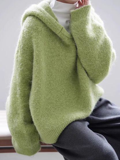 Fruit Green Loose Thickened Hooded Knitted Sweater YM1848