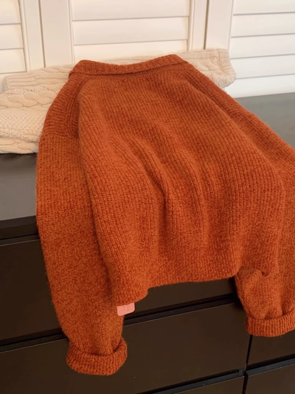 Orange Polo Neck Pullover Sweater YM1865