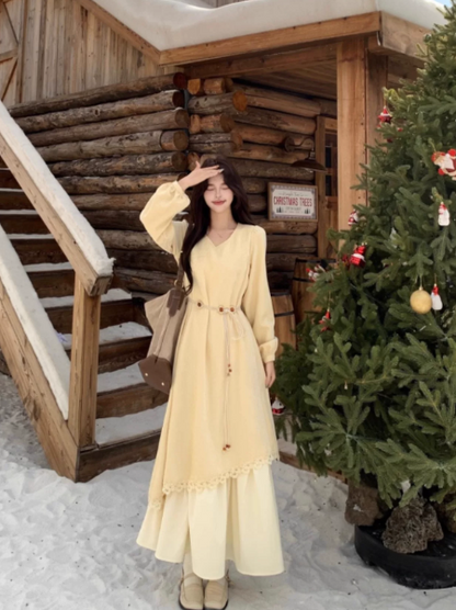 Flowy Pastel Yellow Satin Tiered Jewel A-Line Maxi Prom Dress Birthday Dress Ball Gown YM2706