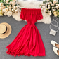 Pleated Ruffle Collar Strapless Chiffon Dress,YM104