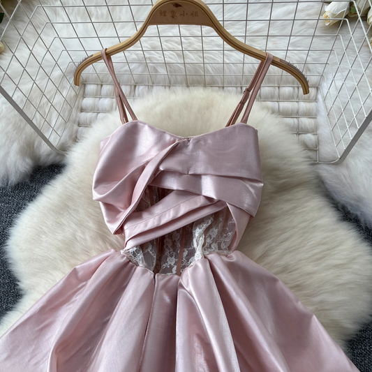 Sexy A-line Pink Party Short Dress   YM1460
