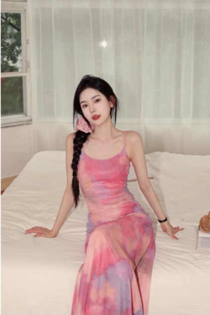French Suspender Dress For Women New Summer Gradient Mermaid Holiday Dress YM1762