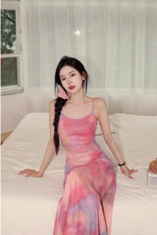 French Suspender Dress For Women New Summer Gradient Mermaid Holiday Dress YM1762