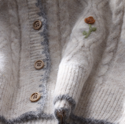 Floral Round Neck Knitted Vest Women's Sweet Waistcoat Top Sweater YM2352