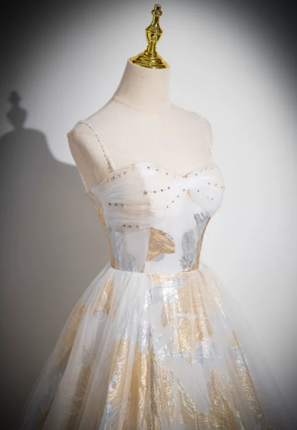 Sparkly Gradient Tulle Puffy Spaghetti Straps A-Line Long Prom Dress Birthday Dress YM2640
