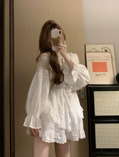 Pretty White Lace Trim Tiered Portrait A-Line Maxi Women Dress Holiday Dress YM2731