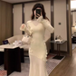 Sexy White Mermaid Long Party Dress YM1760