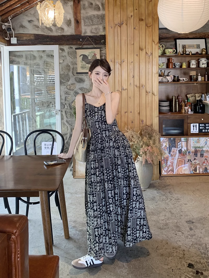 Artistic Retro Contrast Color Temperament Slim Seaside Holiday Super Beautiful Dress YM1785