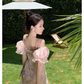 chiffon floral suspender dress YM1156