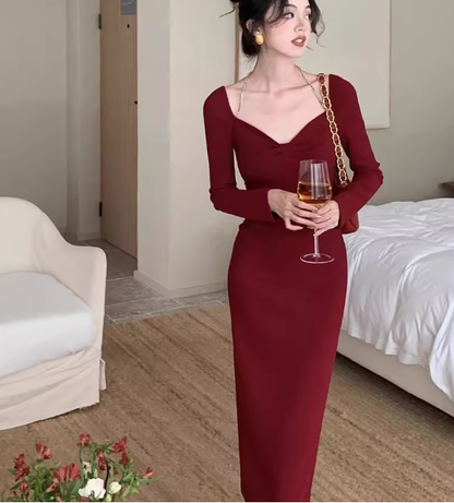 New sheath halter v neck long party dress YM1943