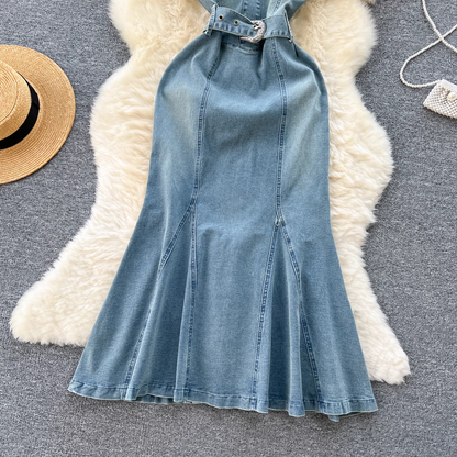 women's summer denim suspender dress YM306