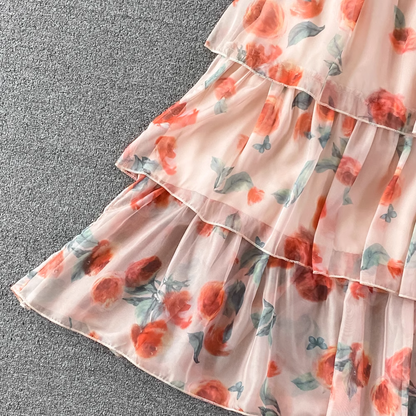 A-line Chiffon Floral Dress, YM229
