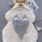 Women's sequined halter top with tassels,YM29