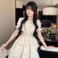 Sweet Apricot And Age-Reducing Doll Collar Pearl Lace Cake Dress Princess Dress YM2030