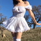 Off the shoulder puffy white princess dress YM737