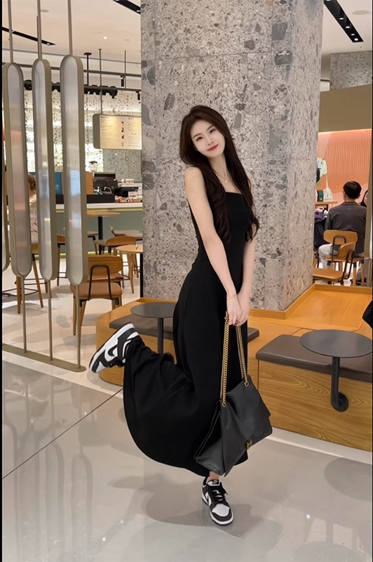 New Casual Sports Vest Suspender Long Dress Party Dress YM1758