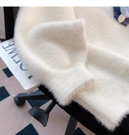 Sweet And Cute White Preppy Style Soft Sweater YM2446