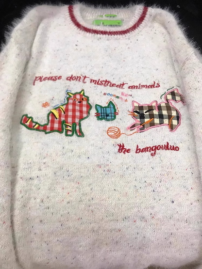Kitten embroidered sweater soft  YM1582