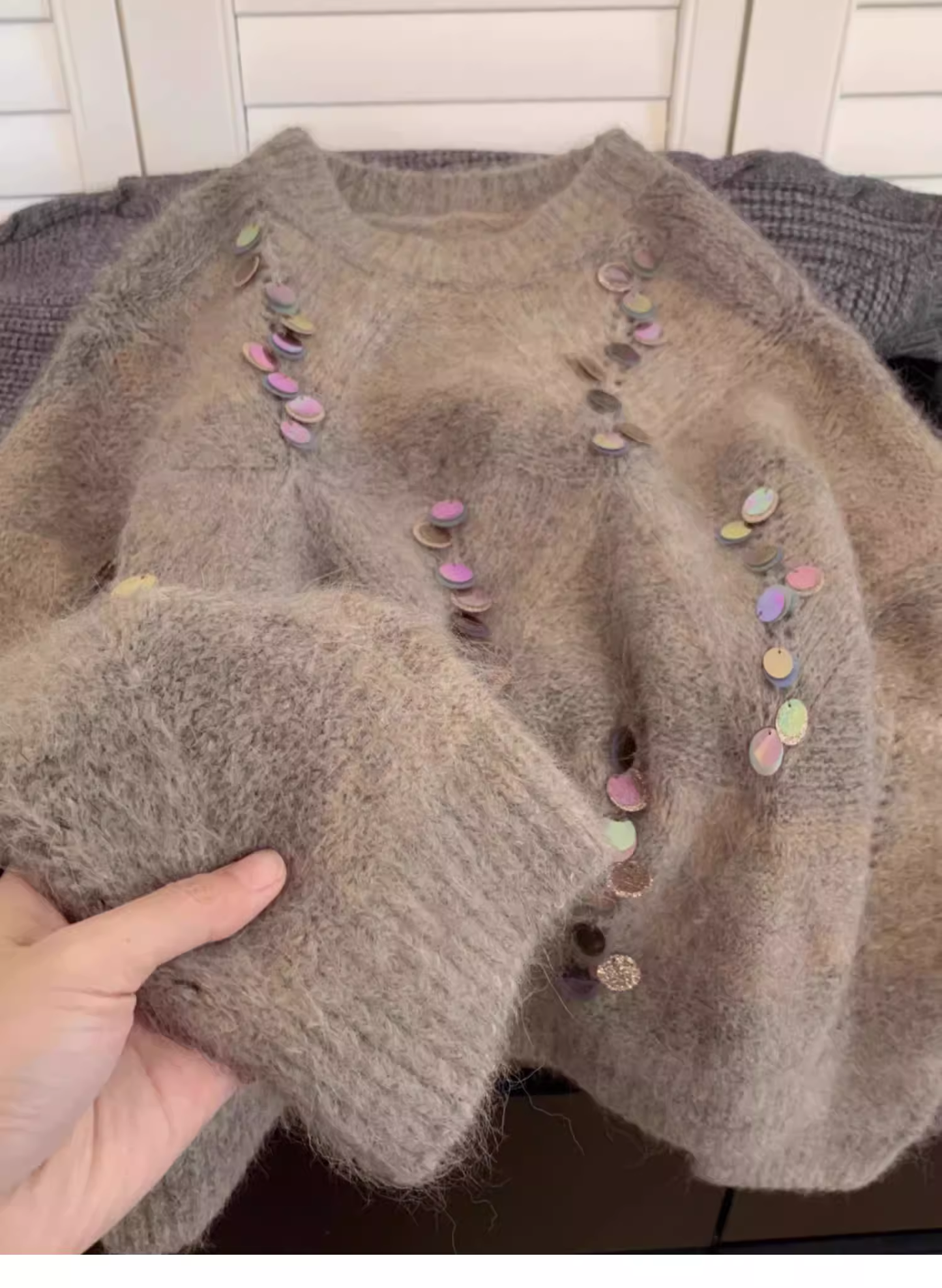 Heavy sequin pullover sweater women's autumn and winter knitted sweater YM1581